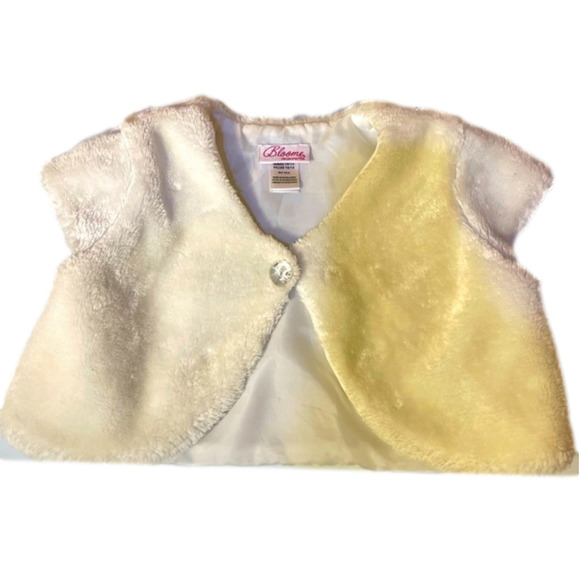 Bloome de Jeune Fille Other - BLOOME DE JEUNE FILLE White Faux Fur Cropped Jacket Girls Size 10-12